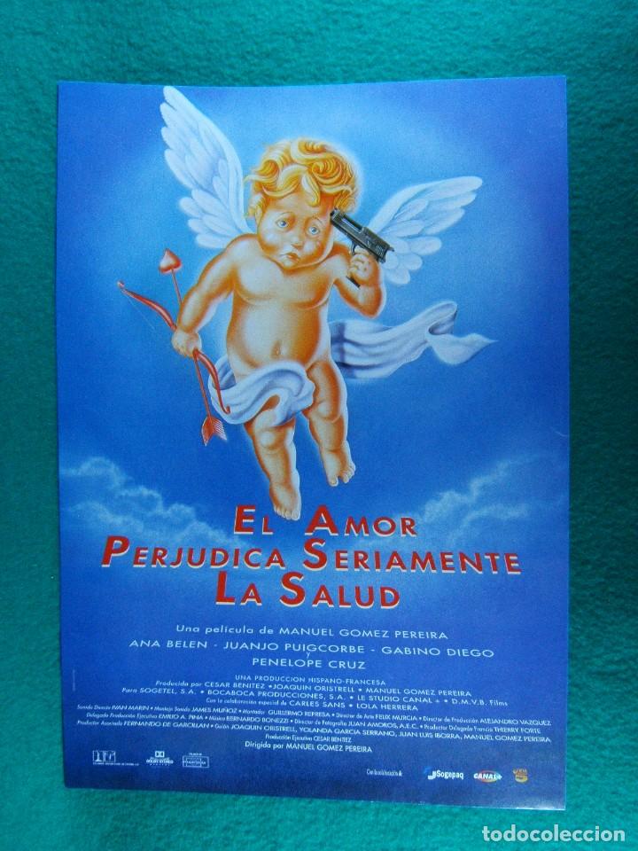 Cine: EL AMOR PERJUDICA SERIAMENTE LA SALUD-MANUEL GOMEZ PEREIRA-ANA BELEN-JUANJO PUIGCORBE-1 HOJA-1996.