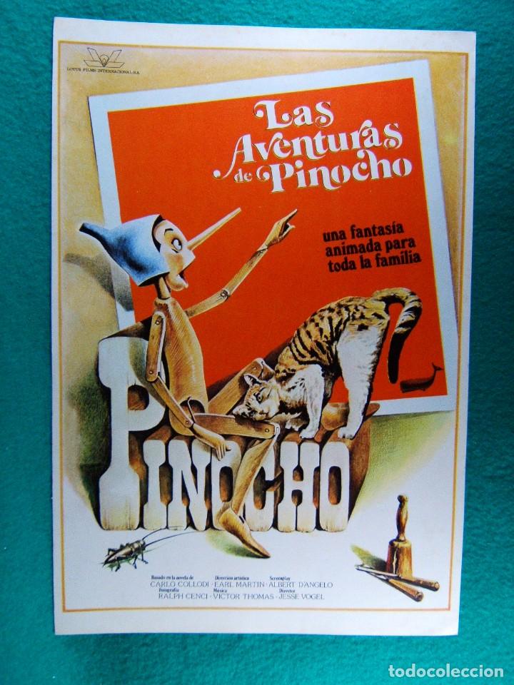 Cine: LAS AVENTURAS DE PINOCHO-PRECIOSA FANTASIA ANIMADA PARA TODA LA FAMILIA-JESSE VOGEL-1 HOJA-1979.
