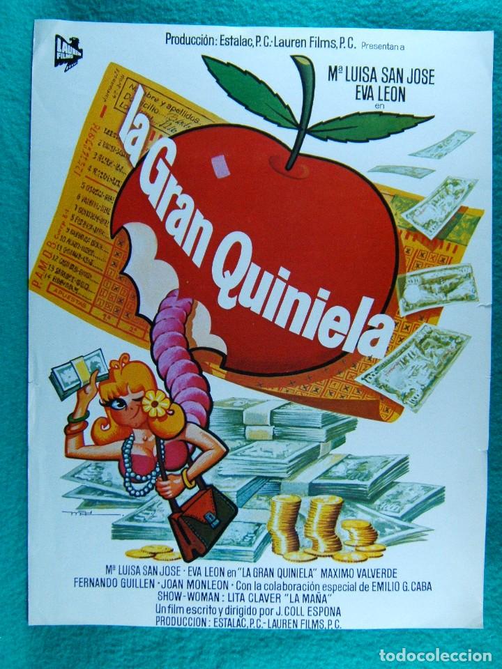Cine: LA GRAN QUINIELA-J. COLL ESPONA-M&ordf; LUISA SAN JOSE-EVA LEON-MAXIMO VALVERDE-2 PAGINAS-1984.