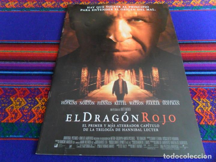 Kino: GU&Iacute;A PUBLICITARA 20 P&Aacute;GINAS EL DRAG&Oacute;N ROJO, ANTHONY HOPKINS, EDWARD NORTON, RAFPH FIENNES. RARA MBE