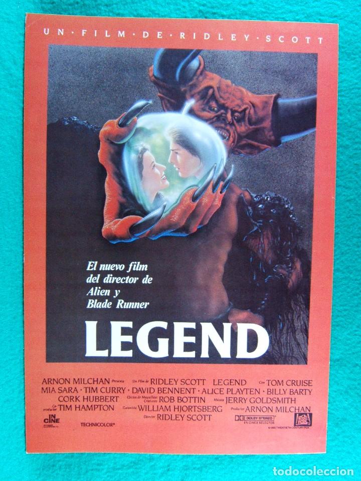 Cine: LEGEND-RIDLEY SCOTT-TOM CRUISE-MIA SARA-TIM CURRY-DAVID BENNENT-ALICE PLAYTEN-2 PAGINAS-1985.