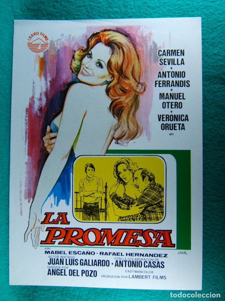 Cine: LA PROMESA-ANGEL DEL POZO-CARMEN SEVILLA-2 PAGINAS-MANUEL OTERO-JUAN LUIS GALIARDO-ILUSTRA JANO-1976