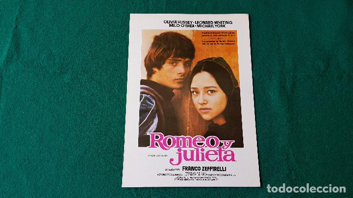 Cine: FOLLETO GUIA DE CINE FICHA TECNICA - ROMEO Y JULIETA - DIR. FRANCO ZEFFIRELLI