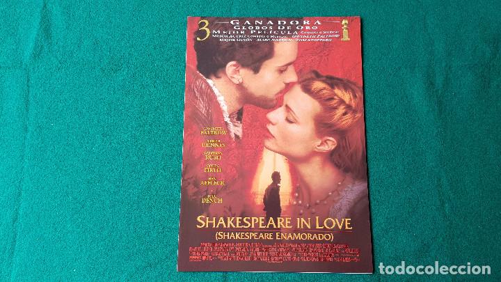 Cine: FOLLETO GUIA DE CINE FICHA TECNICA - SHAKESPEARE IN LOVE - DIR. JOHN MADDEN