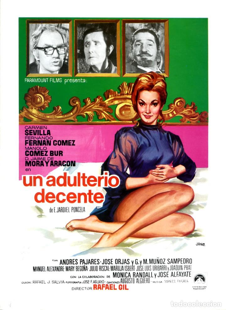 Cine: UN ADULTERIO DECENTE (GU&Iacute;A ORIGINAL DOBLE CON FOTOS DE SU ESTRENO EN ESPA&Ntilde;A) CARMEN SEVILLA