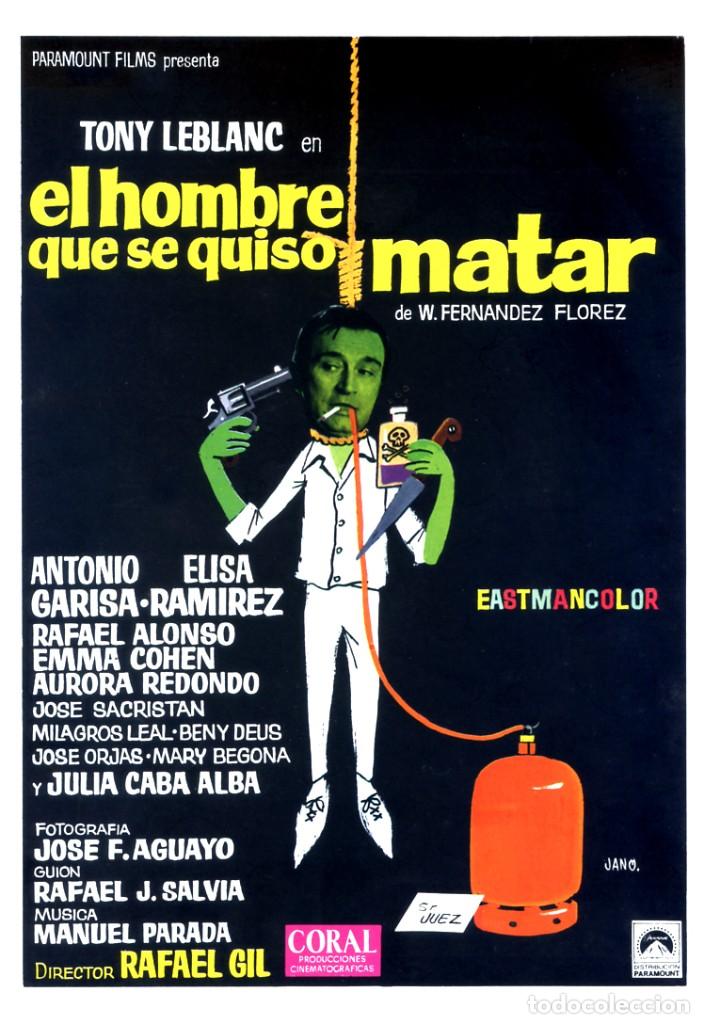 Cin&eacute;ma: EL HOMBRE QUE SE QUISO MATAR 1970 GU&Iacute;A ORIGINAL DOBLE CON FOTOS DE SU ESTRENO EN ESPA&Ntilde;A TONY LEBLANC