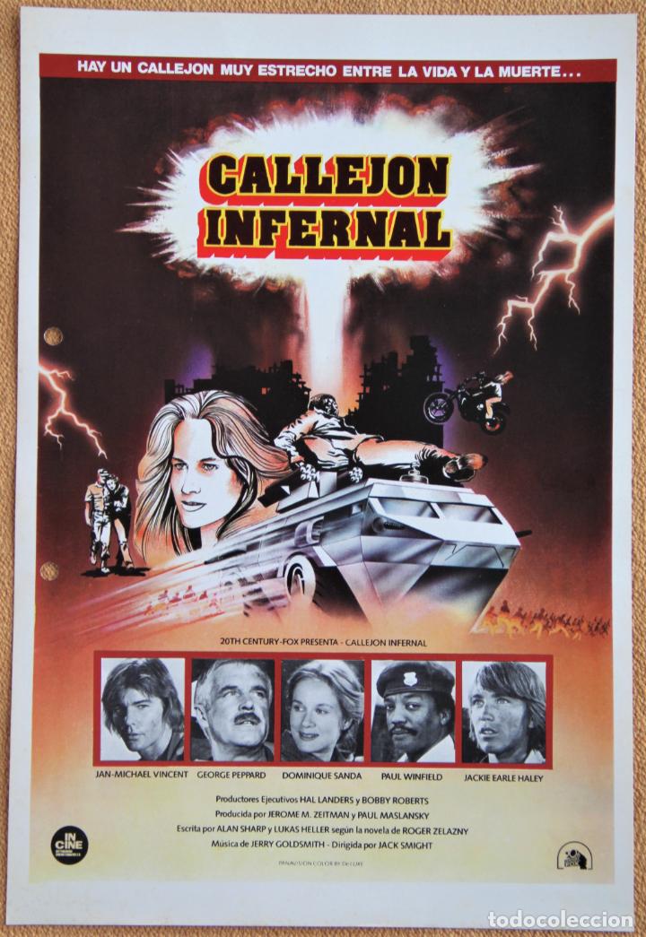 Cinema: GUIA PUBLICITARIA ORIGINAL. CALLEJON INFERNAL. JEAN MICHAEL VINCENT, JORGE PEPPARD.  1978