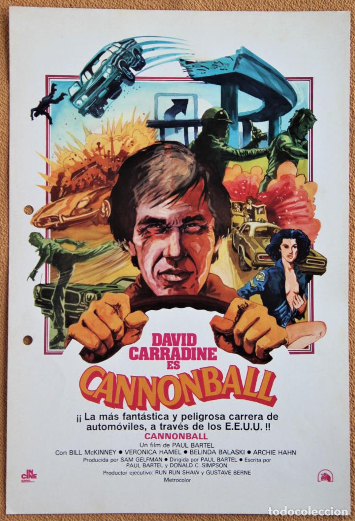 Cinema: GUIA PUBLICITARIA ORIGINAL. CANNONBALL.  DAVID CARRADINE, BILL MCKINNEY, VERONICA HAMEL.  1979