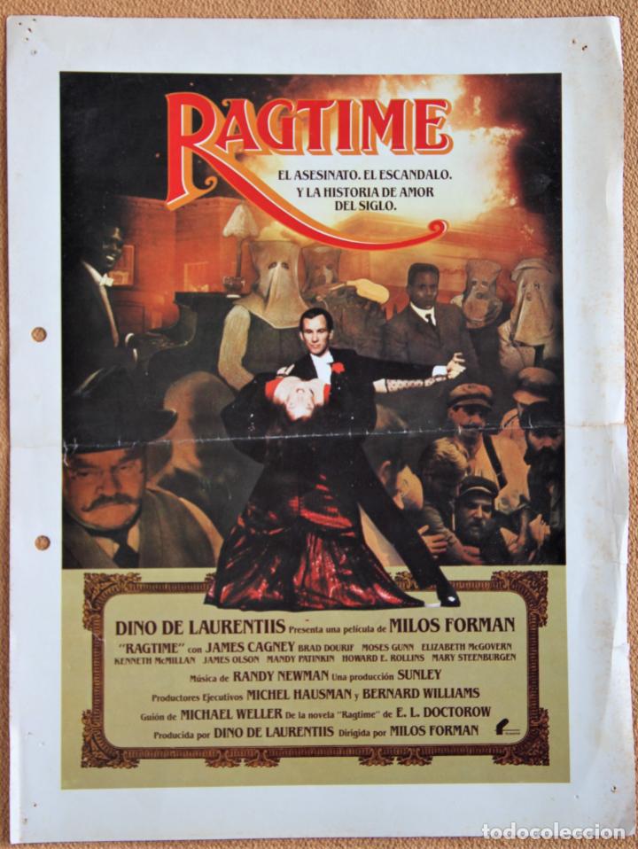 Cinema: GUIA PUBLICITARIA ORIGINAL. RAGTIME. JAMES CAGNEY, DIR: MILOS FORMAN 1981