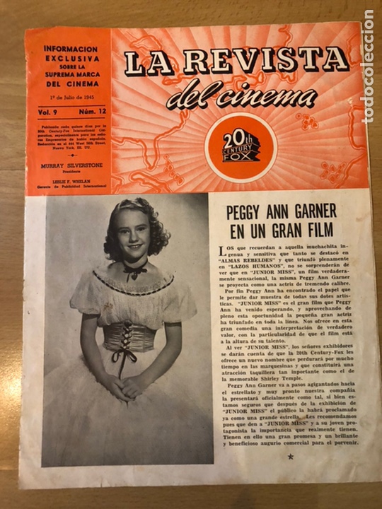 Cine: La revista del cinema 20th century fox 1945 peggy Ann Garner gregory Peck las llaves del reino