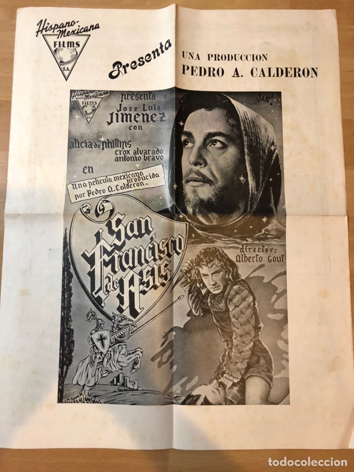 Cine: Guia gran tama&ntilde;o hispano mexicana films san Francisco de As&iacute;s Jose Luis Jim&eacute;nez 54 x 42 cm