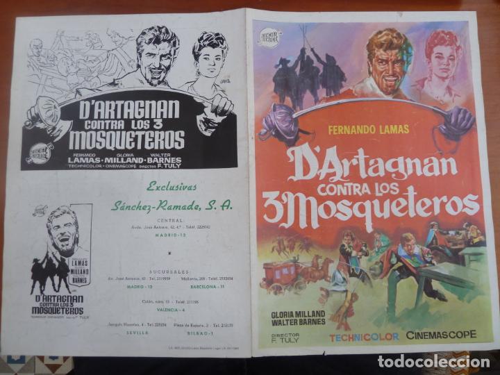 Cine: d'artagnan contra los tres mosqueteros del mundo guia publicitaria original estreno