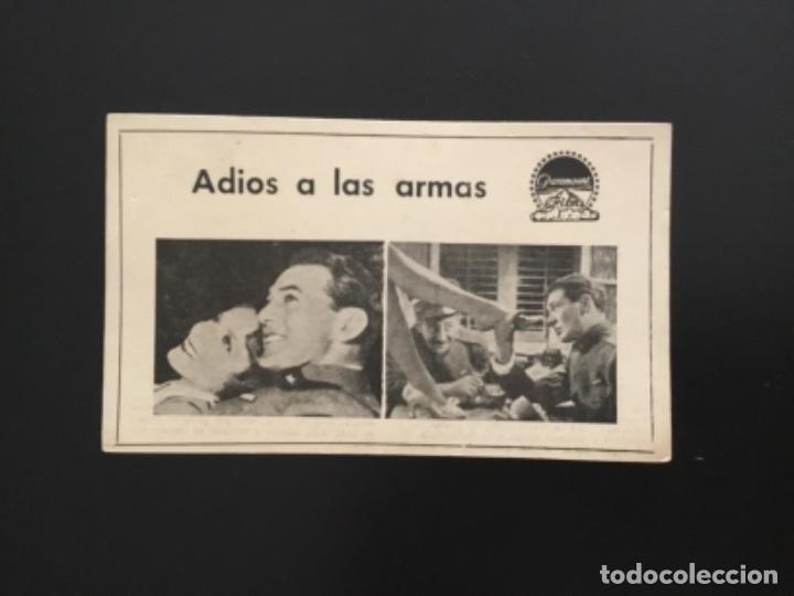 Cine: Cine Ficha t&eacute;cnica de pel&iacute;cula con sinopsis al dorso Adi&oacute;s a las armas Gary Cooper