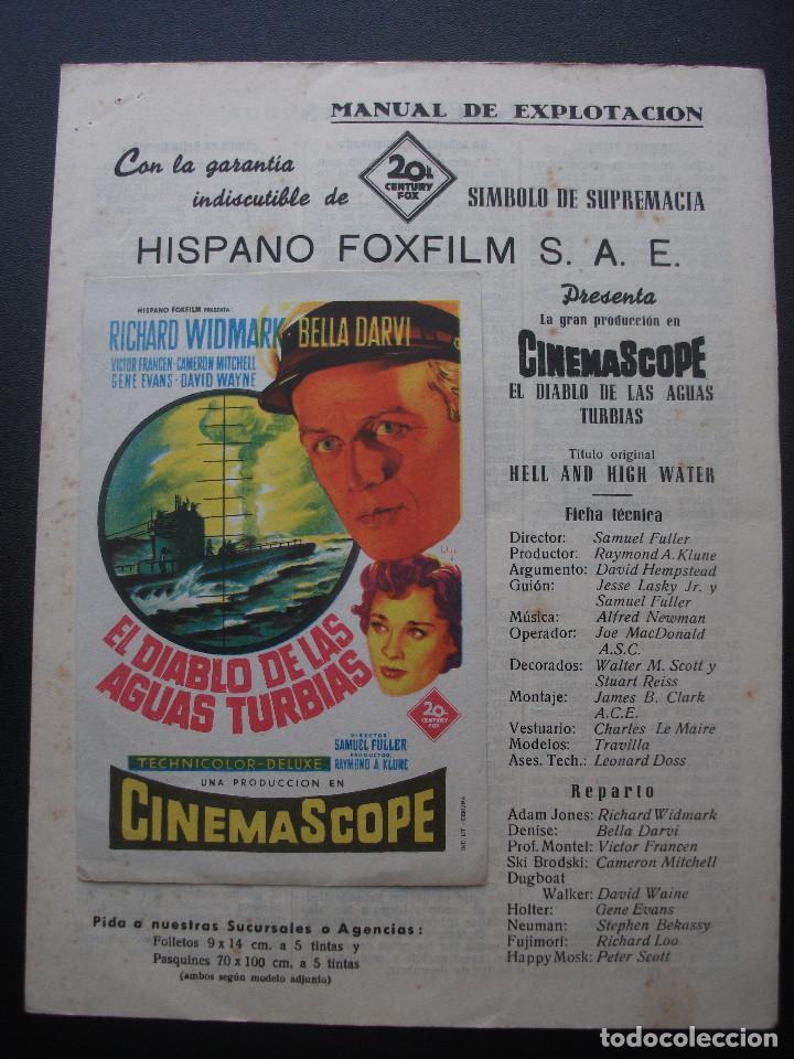 Cine: MANUEL DE EXPLOTACI&Oacute;N DE LA PEL&Iacute;CULA EL DIABLO DE LAS AGUAS TURBIAS, RICHARD WIDMARK, SOLIG&Oacute;