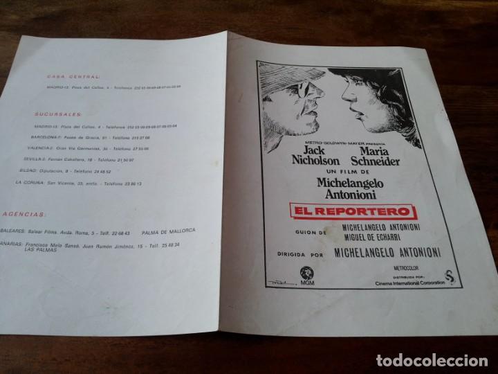 Cine: El reportero - Jack Nicholson, Maria Schneider,Michelangelo Antonioni - guia original c.i.c 1975 mac