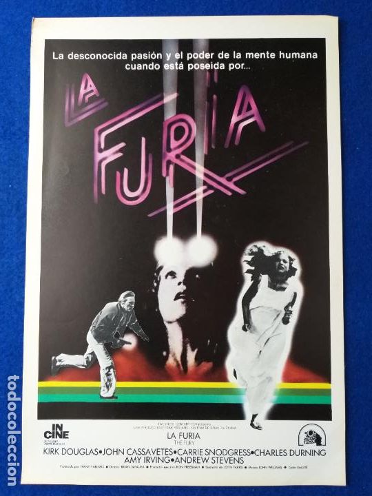 Cinema: GUIA: LA FURIA. THE FURY. BRIAN DE PALMA, KIRK DOUGLAS, JOHN CASSAVETES, CHARLES DURNING. A&Ntilde;O 1979.