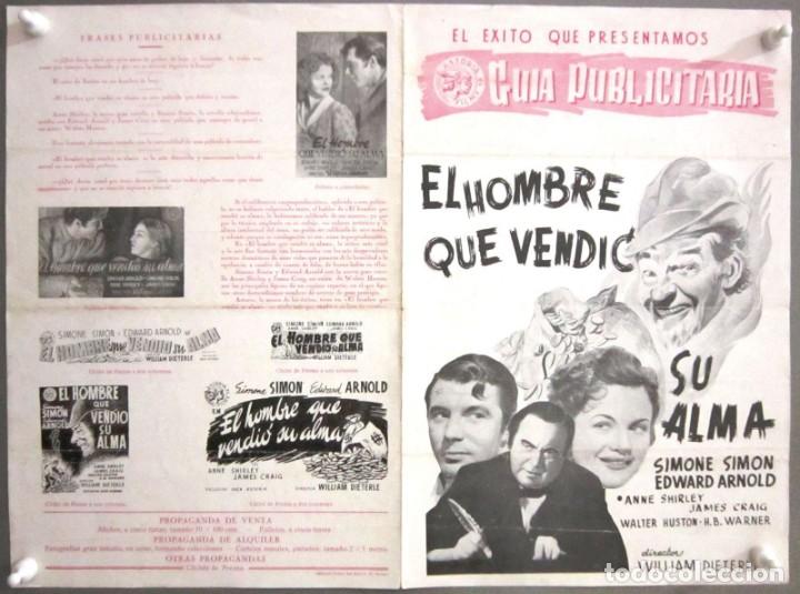 Cine: G8332D EL HOMBRE QUE VENDIO SU ALMA SIMONE SIMON WILLIAM DIETERLE SCIFI GUIA ORIG ASTORIA ESTRENO