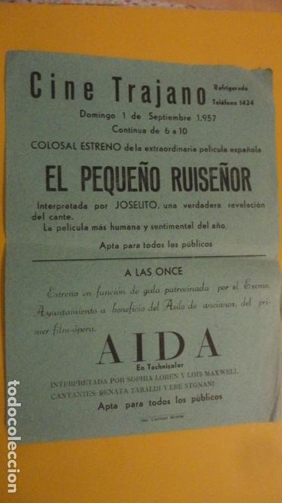 Cine: ANTIGUIO PASQUIN.JOSELITO EL PEQUE&Ntilde;O RUISE&Ntilde;OR.CINE TRAJANO.MERIDA 1957.