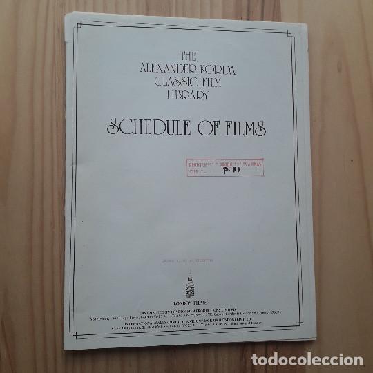 Cine: THE ALEXANDER KORDA CLASSIC FILM LIBRARY, SCHEDULE OF FILMS (32 GU&Iacute;AS)