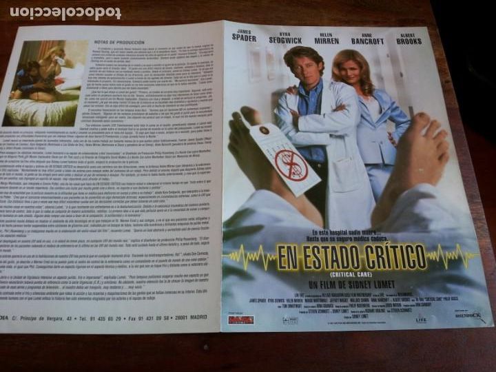 Cine: En estado cr&iacute;tico - James Spader,Kyra Sedgwick,Helen Mirren,Anne Bancroft - guia original manga 1997
