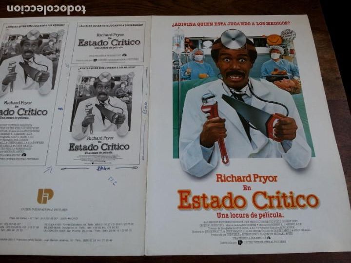 Cine: Estado cr&iacute;tico - Richard Pryor, Rachel Ticotin, Rub&eacute;n Blades,Joe Mantegna - guia original u.i.p 1987