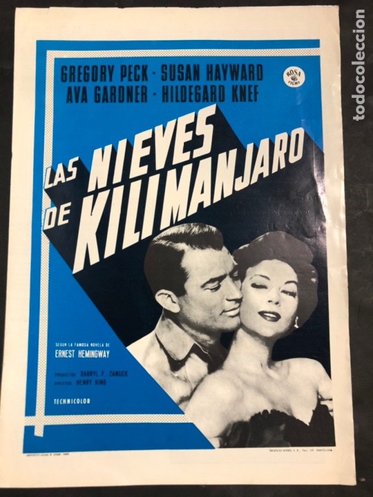 Cine: Guia las Nieves de kilimanjaro ava gardner gregory peck susan hayward