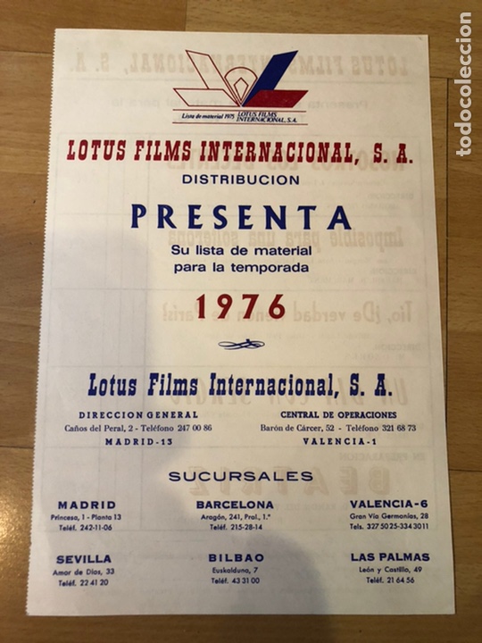 Cine: Guia lotus films lista de material 1976 beatriz Carmen sevilla.nosotros los decentes