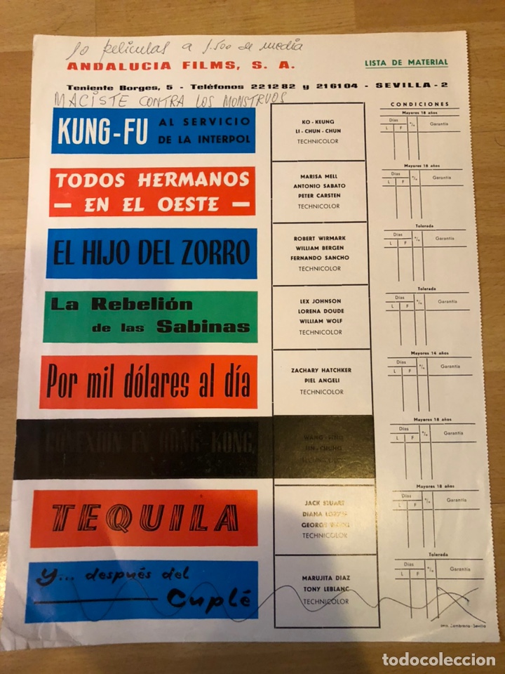 Cine: Gu&iacute;a andalucia films lista de material kung fu el hijo del zorro