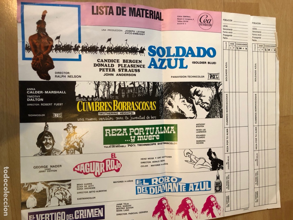 Cine: Guia Cea lista de material cumbres borrascosas.soldado azul