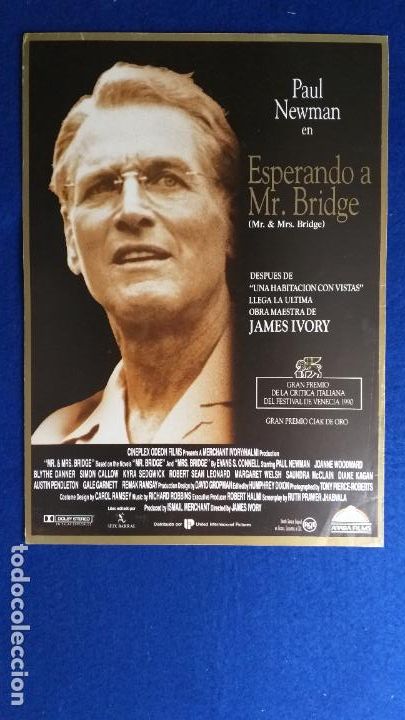 Cine: GUIA PUBLICITARIA: ESPERANDO A MR. BRIDGE. CON: PAUL NEWMAN