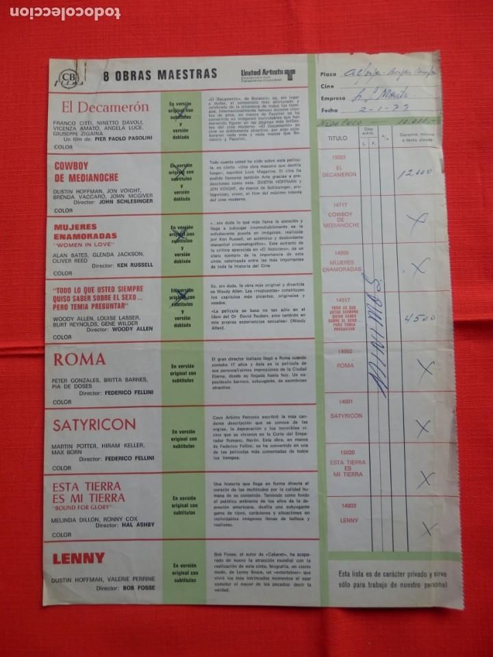 Cinema: lista de material cb films 1978, el decameron, roma, lenny, cowboy de medianoche...