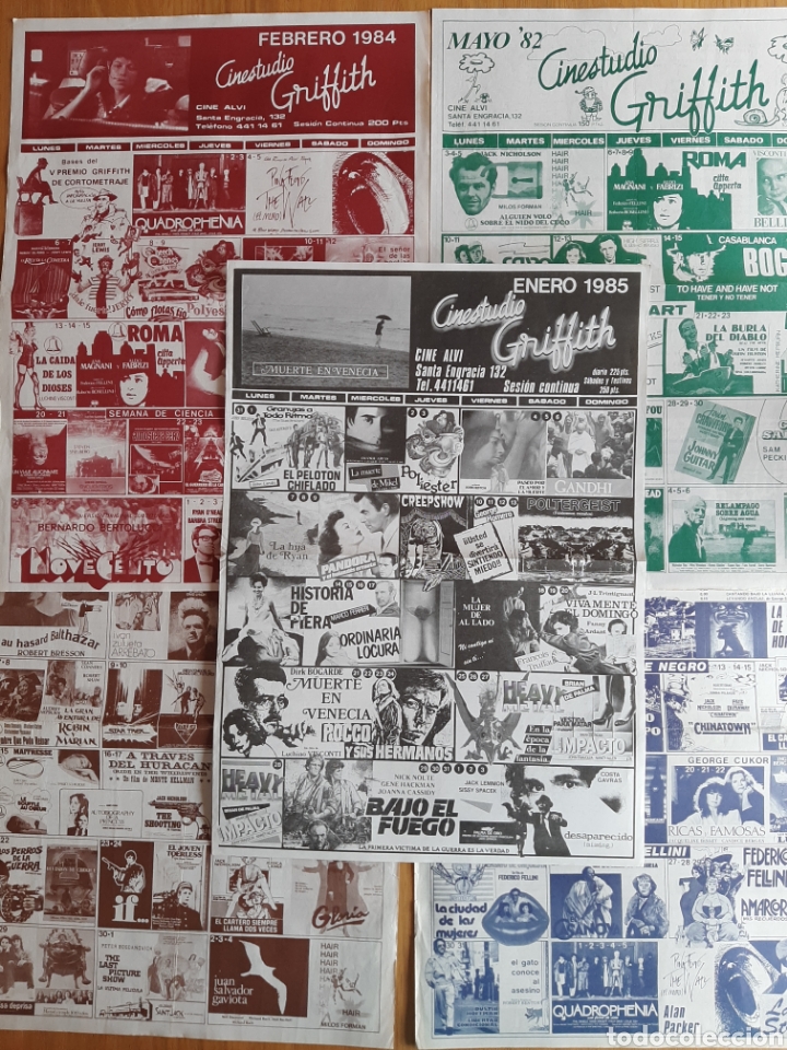 Cin&eacute;ma: PROGRAMAS DE CINE. CINESTUDIO GRIFFITH. CINES ALVI. A&Ntilde;OS 80