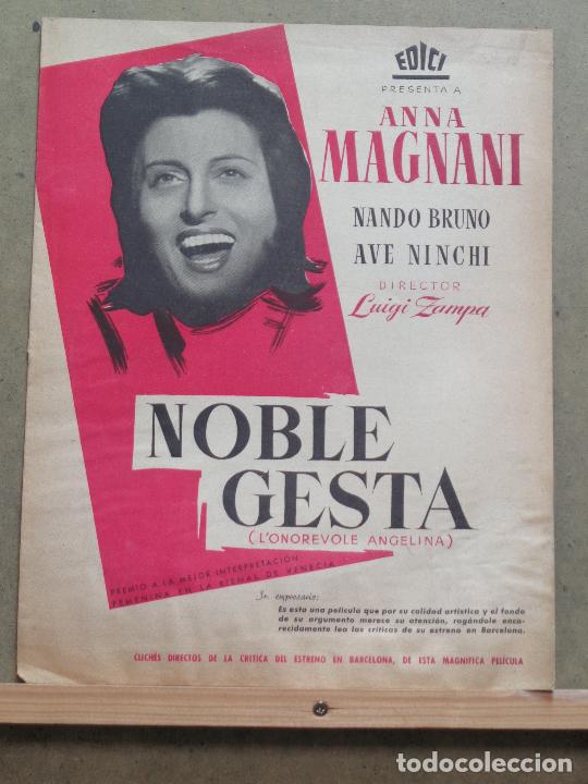 Cine: G9133 NOBLE GESTA ANNA MAGNANI LUIGI ZAMPA GUIA ORIGINAL EDICI ESTRENO