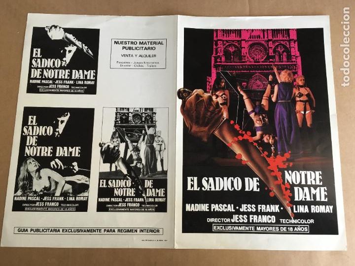 Cine: el sadico de notre dame jesus jess franco guia publicitaria cine original antigua