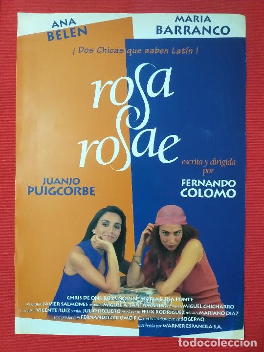 Cine: GUIA PUBLICITARIA: ROSA ROSAE. CON; FERNANDO COLOMO, ANA BELEN, MARIA BARRANCO, JUANJO PUIGCORBE