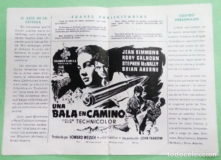 Kino: GUIA . UNA BALA EN EL CAMINO 1954. JEAN SIMMONS JOHN FARROW GUIA ORIGINAL.12 PAG. SIN PORTADAS - L16