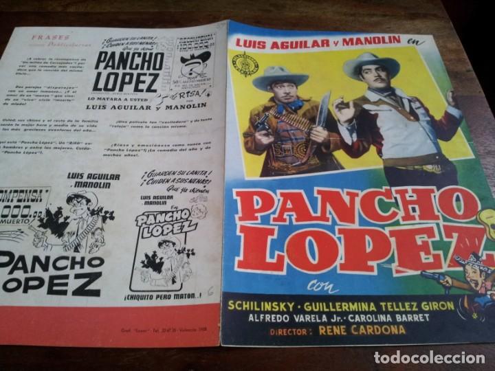 Cine: Pancho Lopez - luis Aguilar, Manolin, Rene Cardona - guia original RM Selecciones 1958