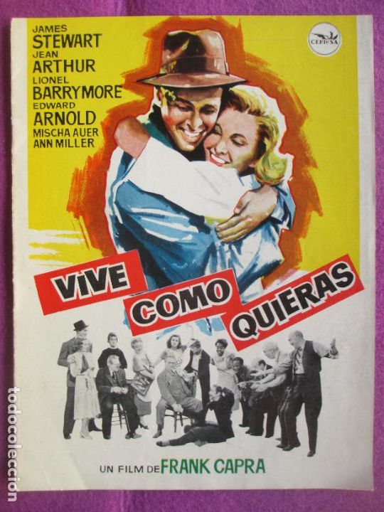 Cine: GUIA PUBLICITARIA CINE VIVE COMO QUIERAS JAMES STEWART JEAN ARTHUR G991