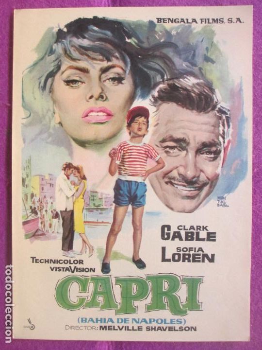 Cine: GUIA PUBLICITARIA CINE CAPRI CLARK GABLE SOFIA LOREN G1061