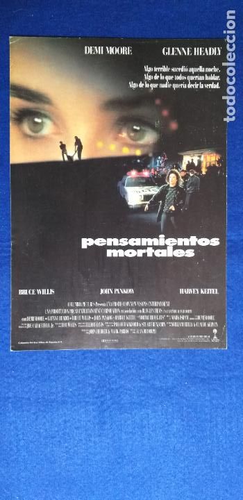 Cine: GUIA PUBLICITARIA SIMPLE: PENSAMIENTOS MORTALES. CON: DEMI MOORE y BRUCE WILLIS