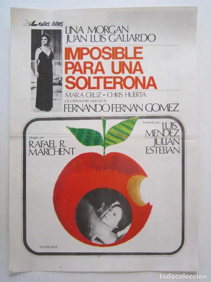 Cinema: CARTELE DE CINE DE 20X30 CM. DE IMPOSIBLE PARA UNA SOLTERONA CON LINA MORGAN Y J.L. GALIARDO
