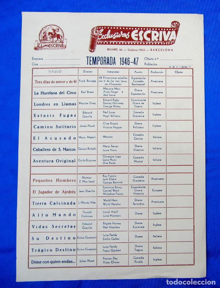 Cinema: EXCLUSIVAS ESCRIV&Aacute;. TEMPORADA 1946 - 1947.