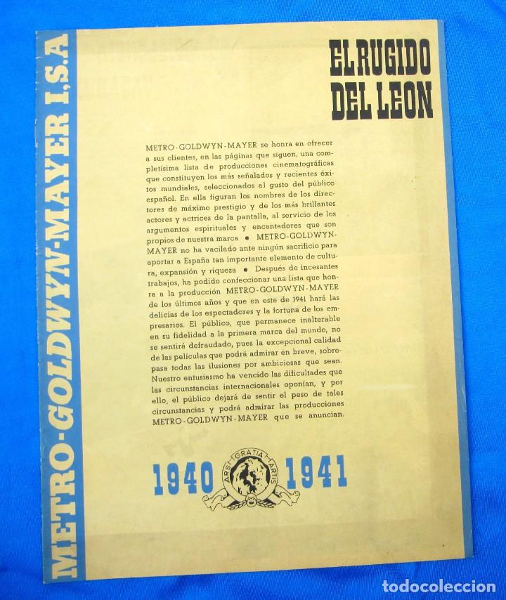 Cine: METRO GOLDWYN MAYER. EL RUGIDO DEL LE&Oacute;N. PEL&Iacute;CULAS RECIENTES, 1940 - 1941.