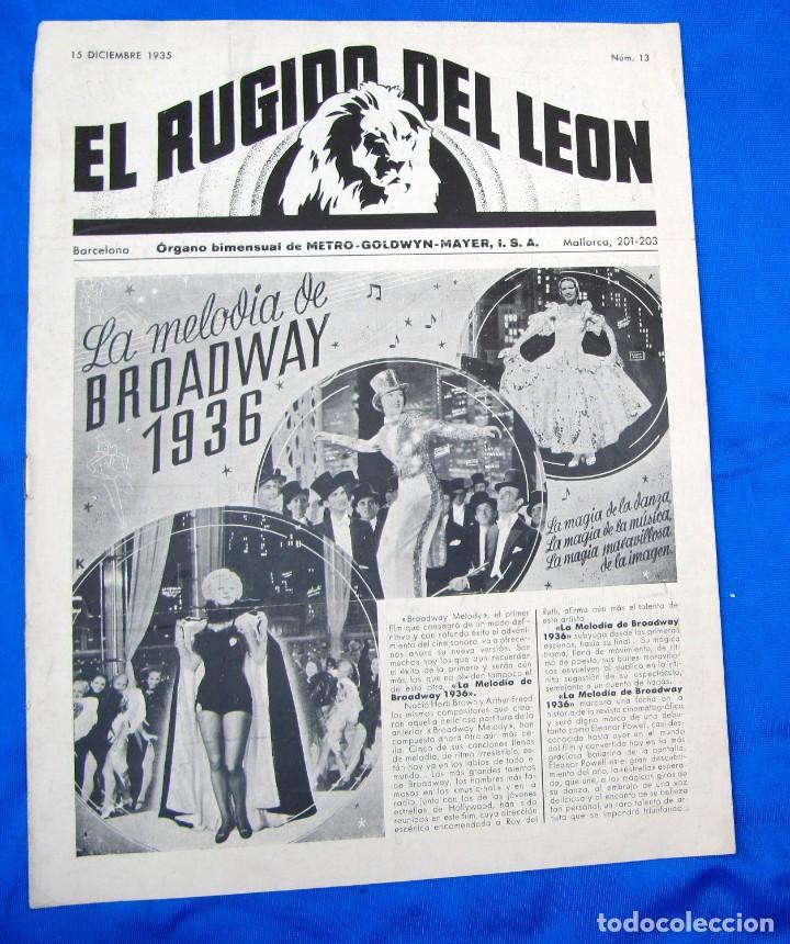 Cine: METRO GOLDWYN MAYER. EL RUGIDO DEL LE&Oacute;N. PEL&Iacute;CULAS. MELOD&Iacute;A DE BROADWAY... DICIEMBRE DE 1935.