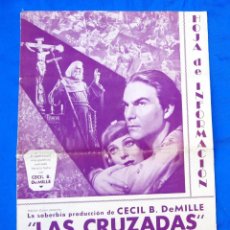 Cine: PARAMOUNT PICTURES. HOJA DE INFORMACIÓN SOBRE LA PELÍCULA LAS CRUZADAS. CECIL B. DEMILLE, 1935.