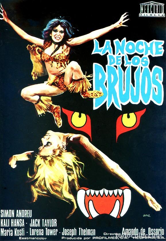 Cine: LA NOCHE DE LOS BRUJOS GU&Iacute;A ORIGINAL DOBLE CON FOTOS ESTRENO ESPA&Ntilde;A TERROR CULTO AMANDO DE OSSORIO