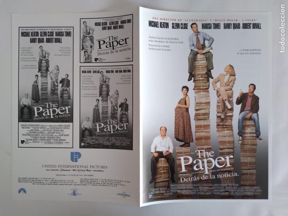 Cinema: ANTIGUA GUIA PUBLICITARIA CINE THE PAPER DETRAS DE LA NOTICIA RV 634