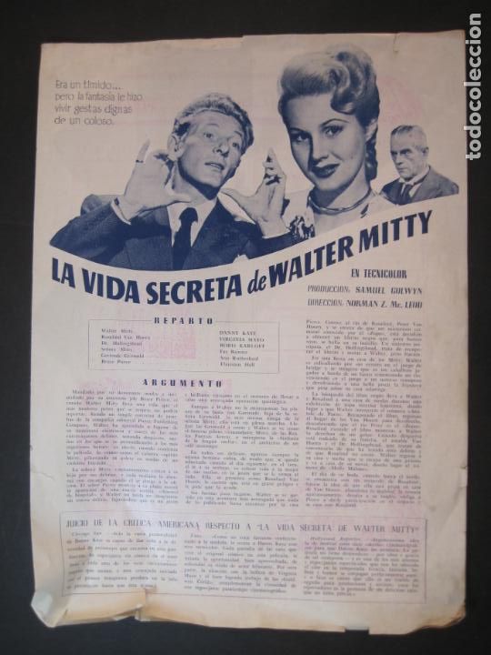 Cine: LA VIDA SECRETA DE WALTER MITTY-GUIA PUBLICIDAD CINE-VER FOTOS-(V-22.953)