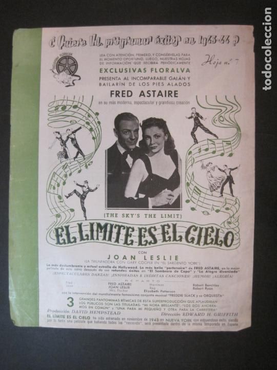 Cine: FRED ASTAIRE-EL LIMITE ES EL CIELO-GUIA PUBLICIDAD CINE-VER FOTOS-(V-22.956)