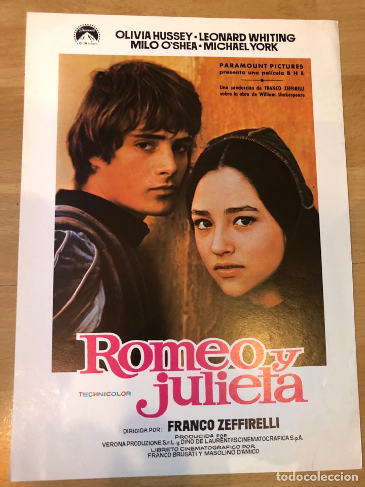 Cine: Guia paramount Romeo y Julieta.Olivia hussey.franco zeffirelli 1